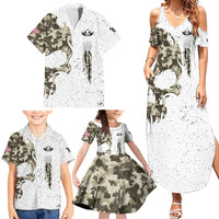 Personalized Camouflage Skull and American Flag Darts Family Matching Summer Maxi Dress and Hawaiian Shirt - Wonder Print Shop