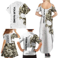 Personalized Camouflage Skull and American Flag Darts Family Matching Summer Maxi Dress and Hawaiian Shirt - Wonder Print Shop