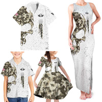 Personalized Camouflage Skull and American Flag Darts Family Matching Tank Maxi Dress and Hawaiian Shirt - Wonder Print Shop