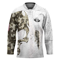 Personalized Camouflage Skull and American Flag Darts Hockey Jersey - Wonder Print Shop