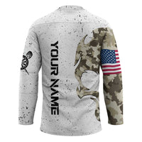 Personalized Camouflage Skull and American Flag Darts Hockey Jersey - Wonder Print Shop