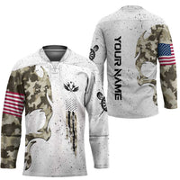Personalized Camouflage Skull and American Flag Darts Hockey Jersey - Wonder Print Shop