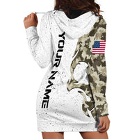 Personalized Camouflage Skull and American Flag Darts Hoodie Dress - Wonder Print Shop