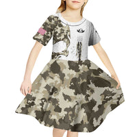 Personalized Camouflage Skull and American Flag Darts Kid Short Sleeve Dress - Wonder Print Shop