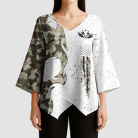 Personalized Camouflage Skull and American Flag Darts Kimono Sleeve Blouse - Wonder Print Shop