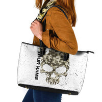 Personalized Camouflage Skull and American Flag Darts Leather Tote Bag - Wonder Print Shop