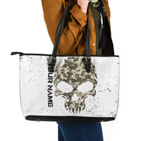 Personalized Camouflage Skull and American Flag Darts Leather Tote Bag - Wonder Print Shop