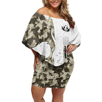 Personalized Camouflage Skull and American Flag Darts Off Shoulder Short Dress - Wonder Print Shop