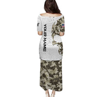 Personalized Camouflage Skull and American Flag Darts Puletasi - Wonder Print Shop