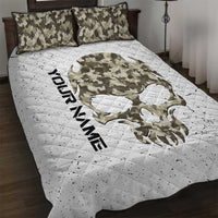 Personalized Camouflage Skull and American Flag Darts Quilt Bed Set - Wonder Print Shop