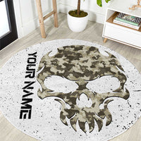 Personalized Camouflage Skull and American Flag Darts Round Carpet - Wonder Print Shop