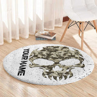 Personalized Camouflage Skull and American Flag Darts Round Carpet - Wonder Print Shop