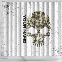 Personalized Camouflage Skull and American Flag Darts Shower Curtain - Wonder Print Shop