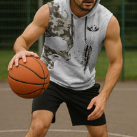 Personalized Camouflage Skull and American Flag Darts Sleeveless Hoodie - Wonder Print Shop