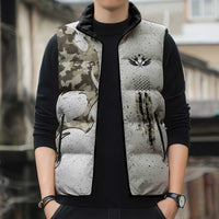Personalized Camouflage Skull and American Flag Darts Sleeveless Puffer Jacket - Wonder Print Shop