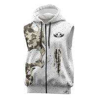 Personalized Camouflage Skull and American Flag Darts Sleeveless Zip Hoodie - Wonder Print Shop