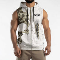 Personalized Camouflage Skull and American Flag Darts Sleeveless Zip Hoodie - Wonder Print Shop