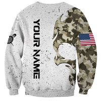 Personalized Camouflage Skull and American Flag Darts Sweatshirt - Wonder Print Shop
