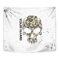 Personalized Camouflage Skull and American Flag Darts Tapestry - Wonder Print Shop