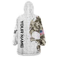 Personalized Camouflage Skull and American Flag Darts Wearable Blanket Hoodie - Wonder Print Shop