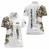 Personalized Camouflage Skull and American Flag Darts Women Polo Shirt - Wonder Print Shop