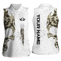 Personalized Camouflage Skull and American Flag Darts Women Sleeveless Polo Shirt - Wonder Print Shop