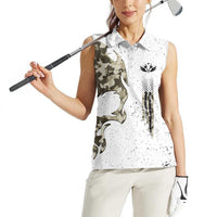 Personalized Camouflage Skull and American Flag Darts Women Sleeveless Polo Shirt - Wonder Print Shop