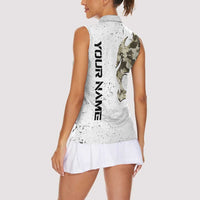Personalized Camouflage Skull and American Flag Darts Women Sleeveless Polo Shirt - Wonder Print Shop