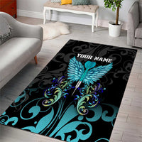 Personalized Elegant Wings and Dartboard Design Area Rug with Swirling Floral Patterns - Wonder Print Shop