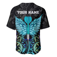 Personalized Elegant Wings and Dartboard Design Baseball Jersey with Swirling Floral Patterns - Wonder Print Shop