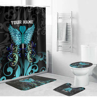 Personalized Elegant Wings and Dartboard Design Bathroom Set with Swirling Floral Patterns - Wonder Print Shop