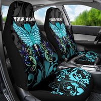 Personalized Elegant Wings and Dartboard Design Car Seat Cover with Swirling Floral Patterns - Wonder Print Shop