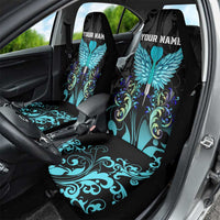 Personalized Elegant Wings and Dartboard Design Car Seat Cover with Swirling Floral Patterns - Wonder Print Shop