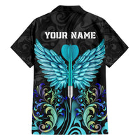 Personalized Elegant Wings and Dartboard Design Family Matching Long Sleeve Bodycon Dress and Hawaiian Shirt with Swirling Floral Patterns - Wonder Print Shop