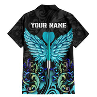 Personalized Elegant Wings and Dartboard Design Family Matching Mermaid Dress and Hawaiian Shirt with Swirling Floral Patterns - Wonder Print Shop