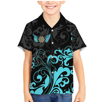 Personalized Elegant Wings and Dartboard Design Family Matching Mermaid Dress and Hawaiian Shirt with Swirling Floral Patterns - Wonder Print Shop