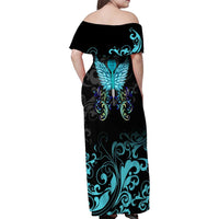 Personalized Elegant Wings and Dartboard Design Family Matching Off Shoulder Maxi Dress and Hawaiian Shirt with Swirling Floral Patterns - Wonder Print Shop