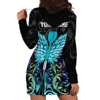 Personalized Elegant Wings and Dartboard Design Hoodie Dress with Swirling Floral Patterns - Wonder Print Shop