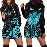 Personalized Elegant Wings and Dartboard Design Hoodie Dress with Swirling Floral Patterns - Wonder Print Shop
