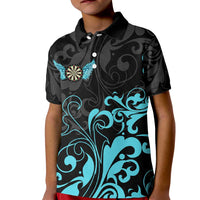 Personalized Elegant Wings and Dartboard Design Kid Polo Shirt with Swirling Floral Patterns - Wonder Print Shop