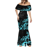 Personalized Elegant Wings and Dartboard Design Mermaid Dress with Swirling Floral Patterns - Wonder Print Shop