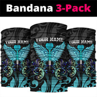 Elegant Wings and Dartboard Design Neck Gaiter with Swirling Floral Patterns TS04