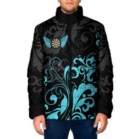 Personalized Elegant Wings and Dartboard Design Padded Jacket with Swirling Floral Patterns - Wonder Print Shop