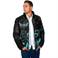 Personalized Elegant Wings and Dartboard Design Padded Jacket with Swirling Floral Patterns - Wonder Print Shop