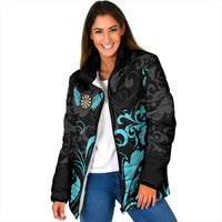 Personalized Elegant Wings and Dartboard Design Padded Jacket with Swirling Floral Patterns - Wonder Print Shop