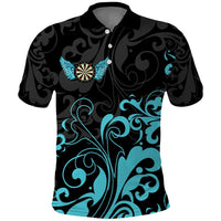 Personalized Elegant Wings and Dartboard Design Polo Shirt with Swirling Floral Patterns - Wonder Print Shop