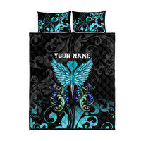 Personalized Elegant Wings and Dartboard Design Quilt Bed Set with Swirling Floral Patterns - Wonder Print Shop