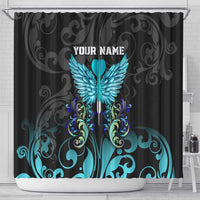 Personalized Elegant Wings and Dartboard Design Shower Curtain with Swirling Floral Patterns - Wonder Print Shop