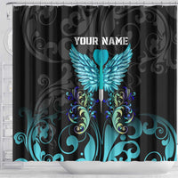 Personalized Elegant Wings and Dartboard Design Shower Curtain with Swirling Floral Patterns - Wonder Print Shop