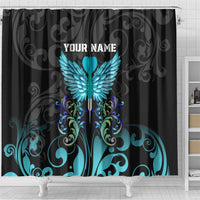 Personalized Elegant Wings and Dartboard Design Shower Curtain with Swirling Floral Patterns - Wonder Print Shop